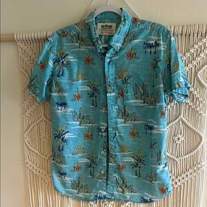 Urban Pipeline Men's Blue and Orange Tropical Button-Down Shirt